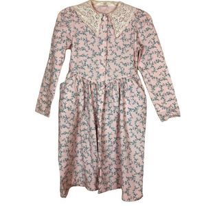 peaches n cream VTG pink Cottage core floral dress with pockets sz 12